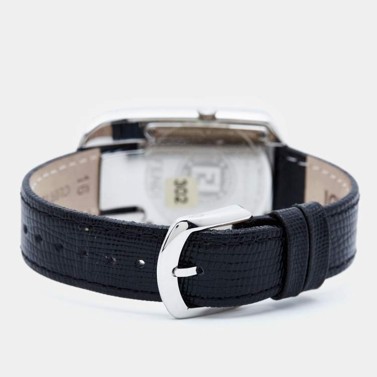 Pre Owned Fendi Black Stainless Steel Lizard Skin Leather Diamond Chameleon 30000M Women's Wristwatch 29 mm