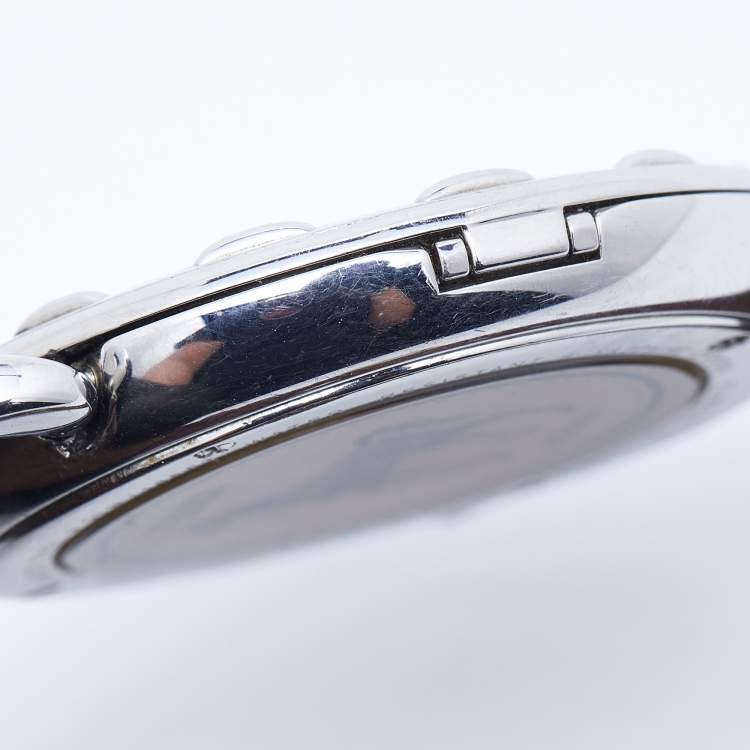 Pre Owned Fendi Mother of Pearl Leather Stainless Steel Selleria 8100M Women's Wristwatch 37 mm 