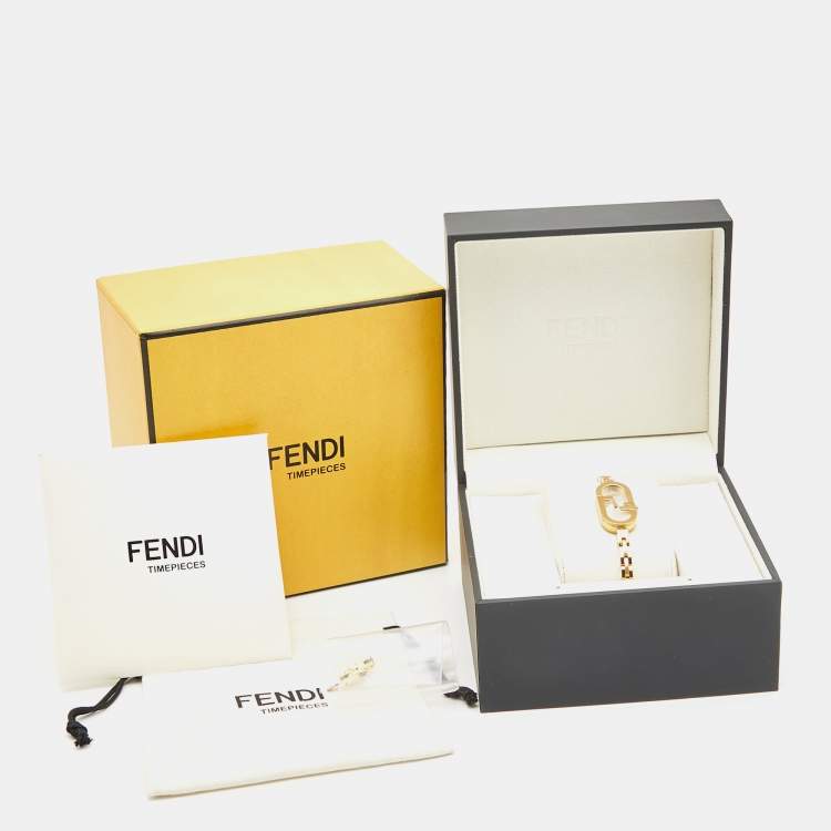 Pre Owned Fendi Silver Gold Plated Stainless Steel Diamond O'Lock Vertical FOW968A2YOF0HH3 Women's Wristwatch 14.80 mm
