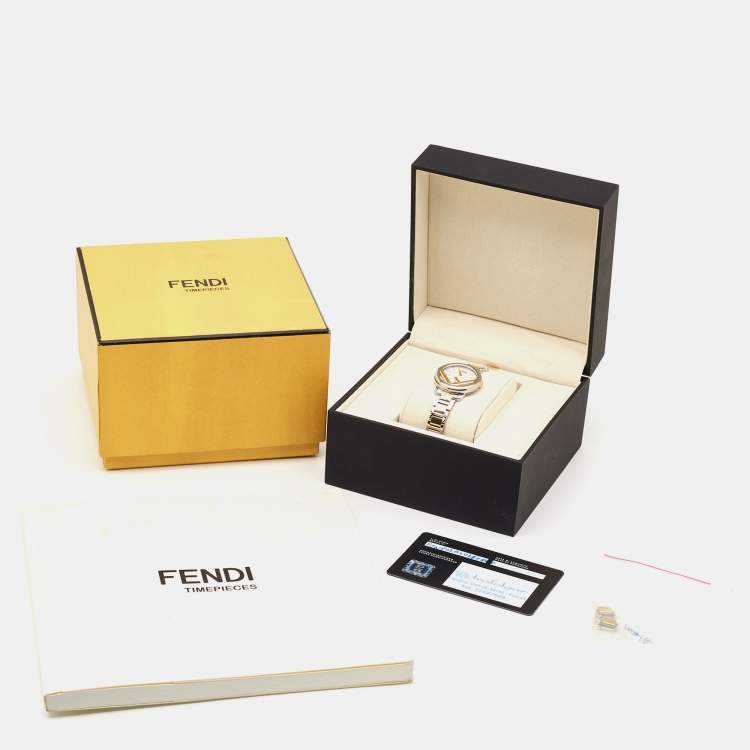 Pre Owned Fendi White Two-Tone Stainless Steel Run Away FOW802A2YKF0QA0 Women's Wristwatch 28 mm