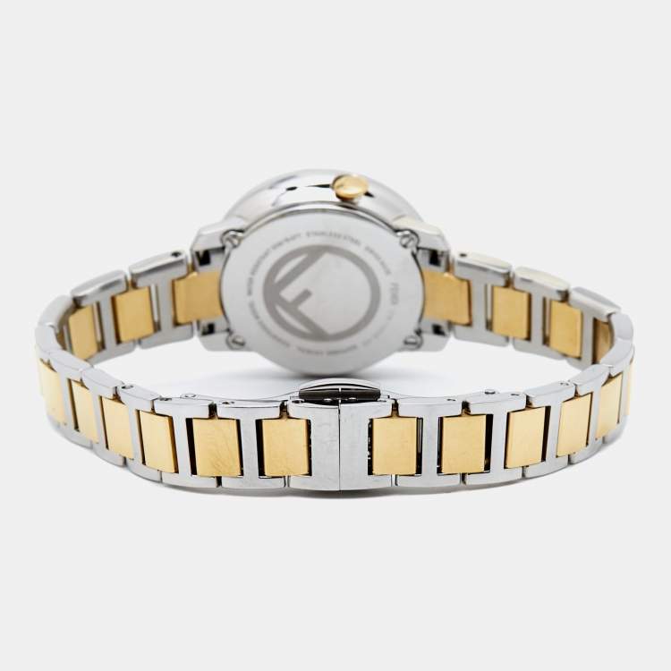 Pre Owned Fendi White Two-Tone Stainless Steel Run Away FOW802A2YKF0QA0 Women's Wristwatch 28 mm