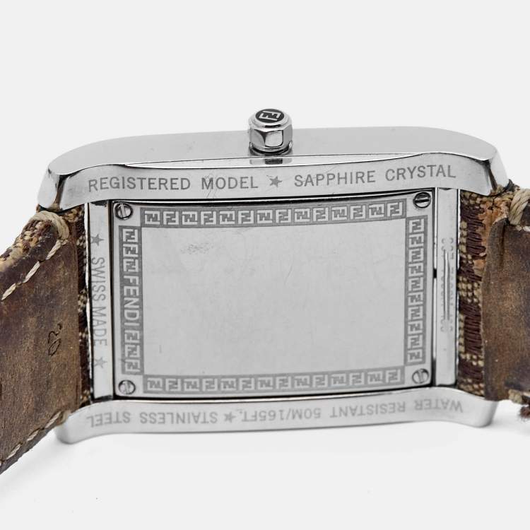 Pre Owned Fendi Brown Stainless Steel Canvas 7600M Women's Wristwatch 27 mm