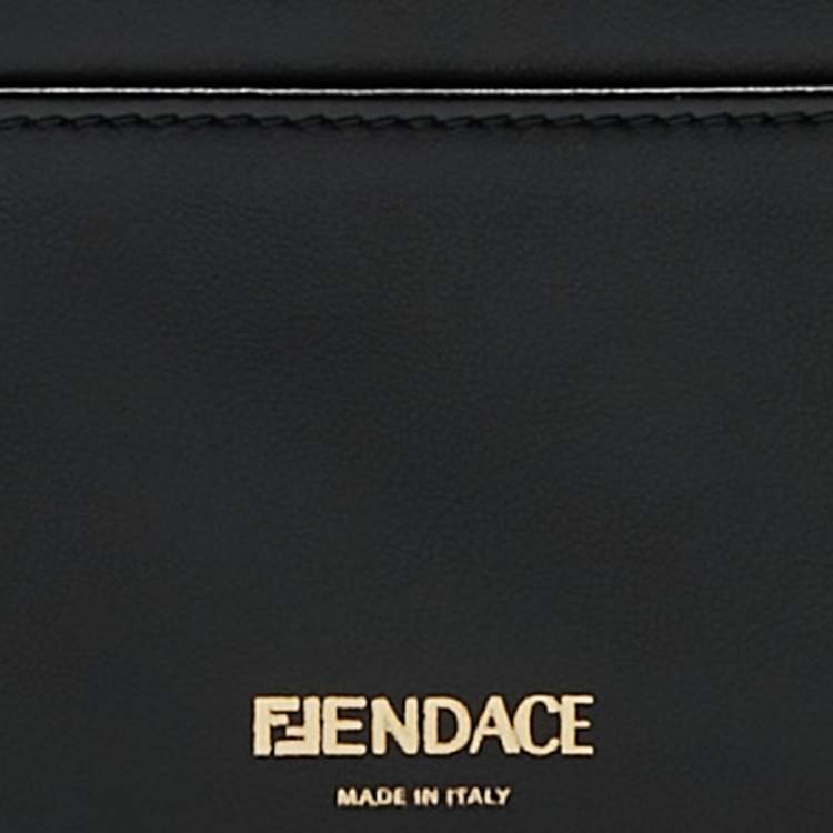 Pre Owned Fendi x Versace Black/Gold Leather Fendace Lanyard Card Holder