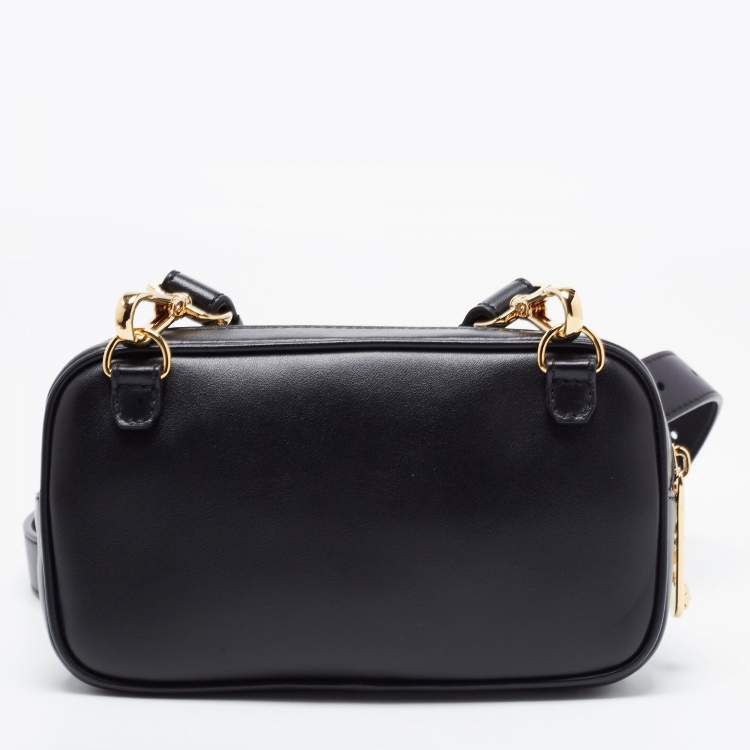 Pre Owned Fendi x Versace Black Leather Logo Print Fendace Camera Bag