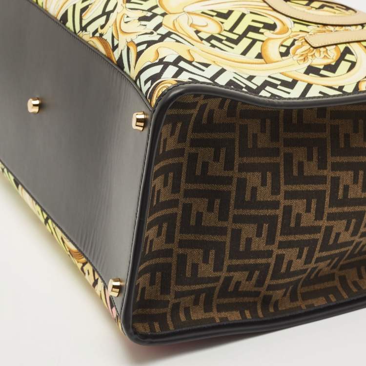 Pre Owned Fendi x Versace Multicolor Baroque Print Canvas and Leather Large Fendace Sunshine Tote