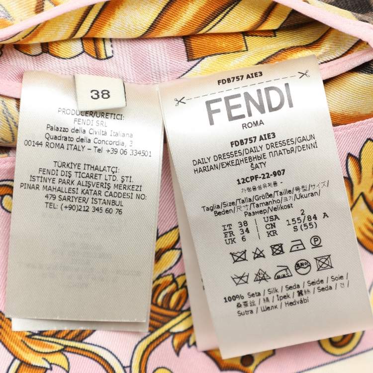 Pre Owned Fendace Multicolor Printed Silk Mini Dress S