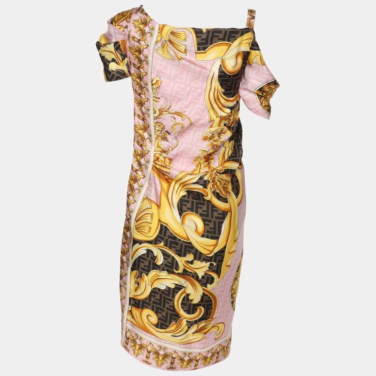 Pre Owned Fendace Multicolor Printed Silk Mini Dress S
