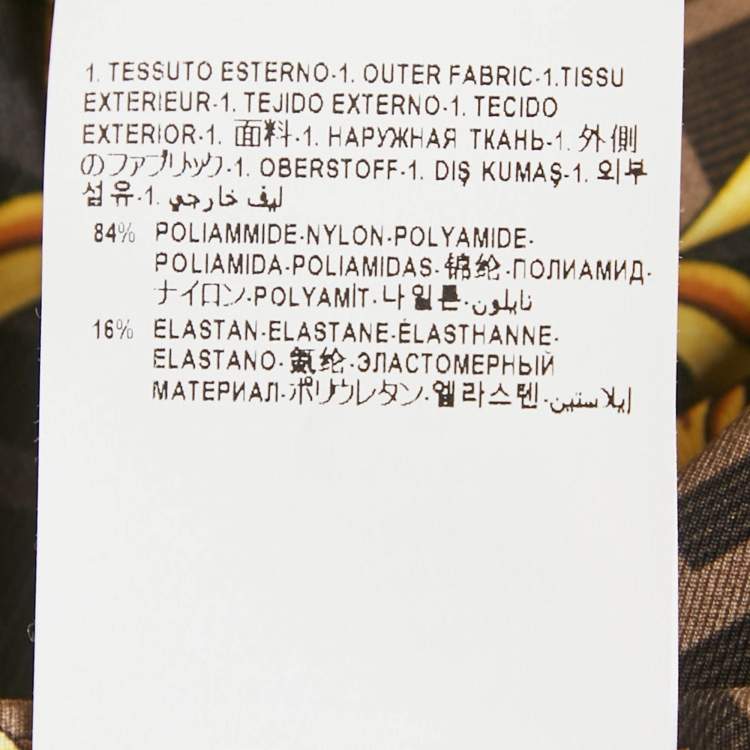 Pre Owned Fendace Black /Yellow Baroque Print Jersey Leggings M