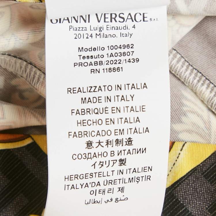Pre Owned Fendace Black /Yellow Baroque Print Jersey Leggings M