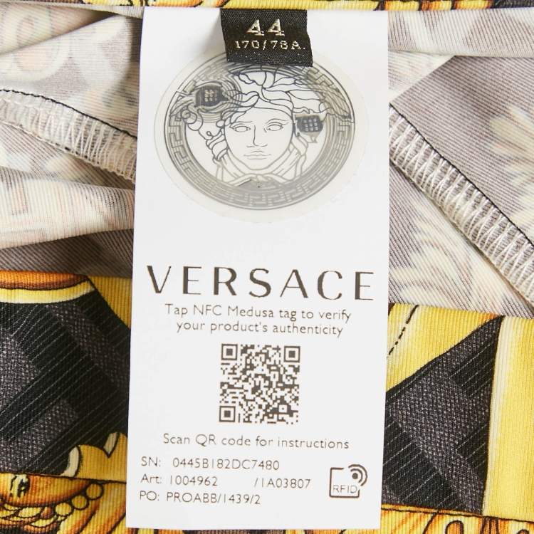 Pre Owned Fendace Black /Yellow Baroque Print Jersey Leggings M