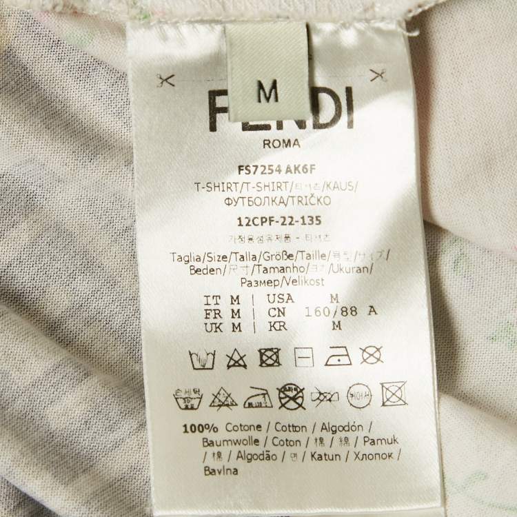 Pre Owned Fendace Multicolor Printed Cotton Crewneck T-Shirt M