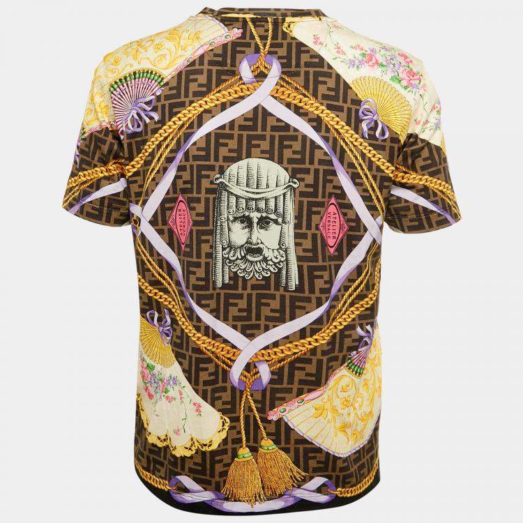 Pre Owned Fendace Multicolor Printed Cotton Crewneck T-Shirt M