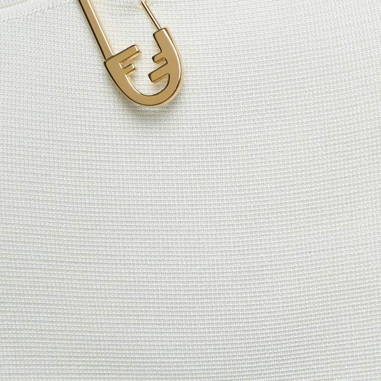 مملوكة مسبقًا Fendi x Versace White Knit Pin Detail Cutout Mini Dress XS