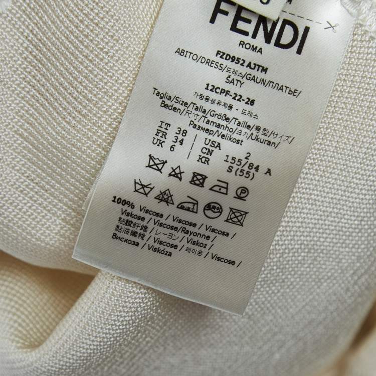 مملوكة مسبقًا Fendi x Versace White Knit Pin Detail Cutout Mini Dress XS