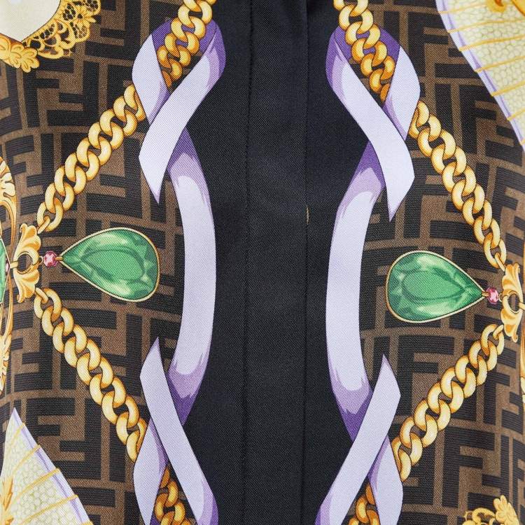 Pre Owned Fendi X Versace Brown/Multicolor Printed Silk Shirt S