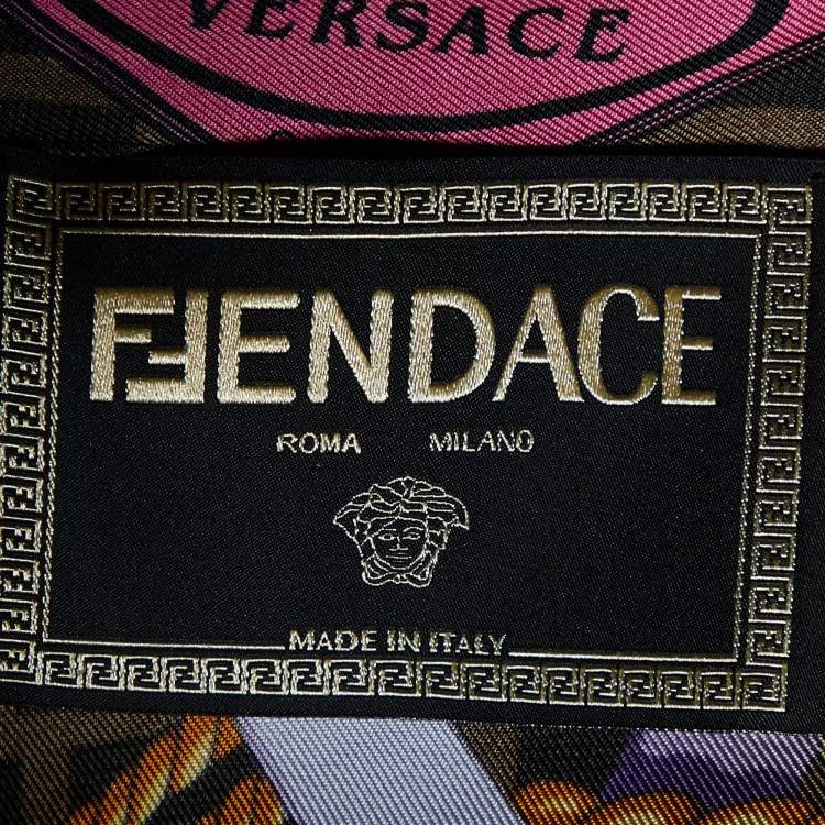 Pre Owned Fendi X Versace Brown/Multicolor Printed Silk Shirt S