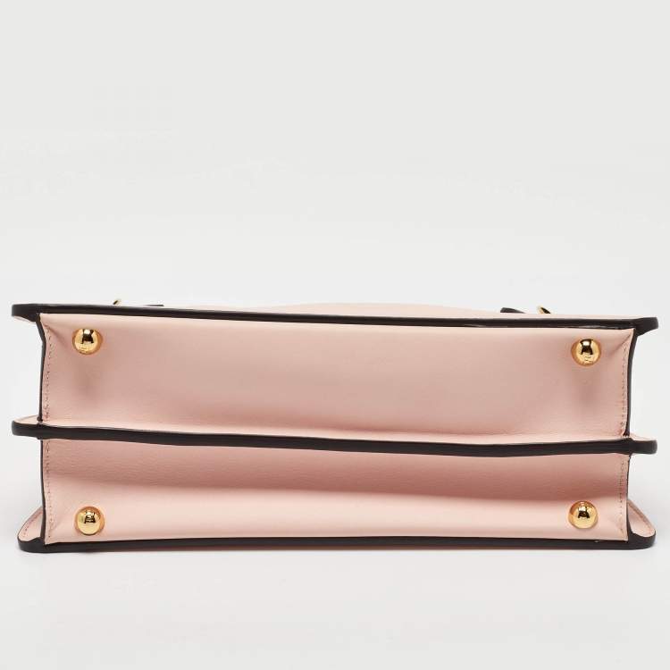 Pre Owned Fendi x Versace Light Pink Leather Peekaboo Iseeu Top Handle Bag