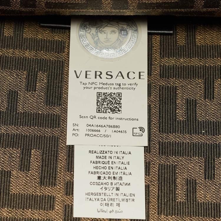 Pre Owned Fendi x Versace Brown/Black Zucca Canvas and Leather Large Sunshine Tote