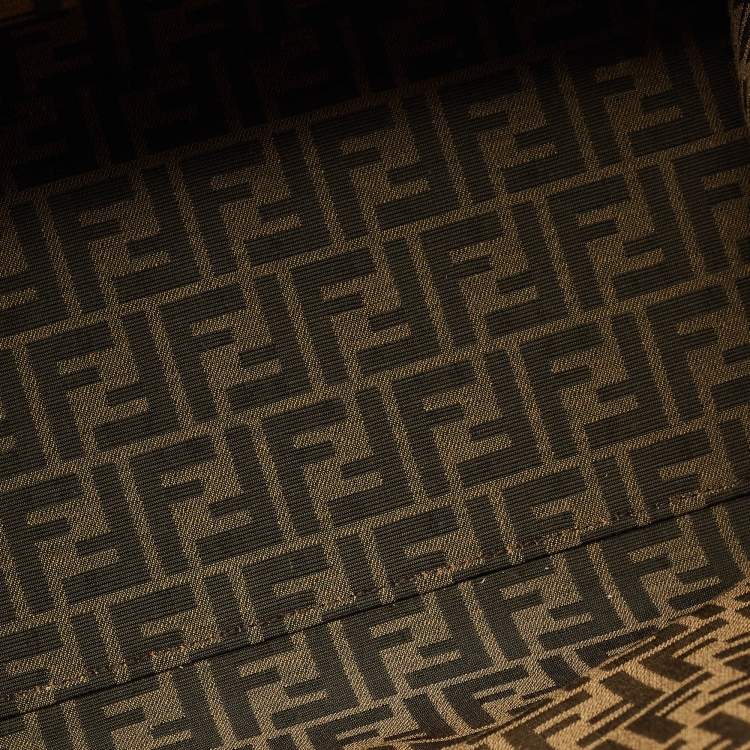 Pre Owned Fendi x Versace Brown/Black Zucca Canvas and Leather Large Sunshine Tote