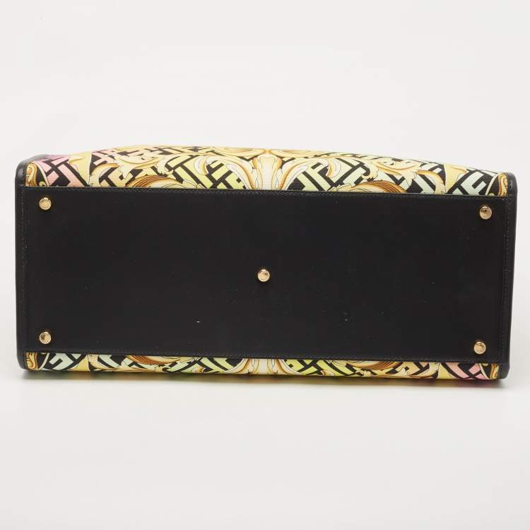 Pre Owned Fendi x Versace Multicolor Baroque Print Canvas and Leather Large Fendace Sunshine Tote