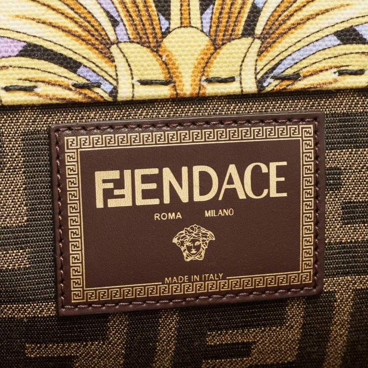 Pre Owned Fendi x Versace Multicolor Baroque Print Canvas and Leather Large Fendace Sunshine Tote