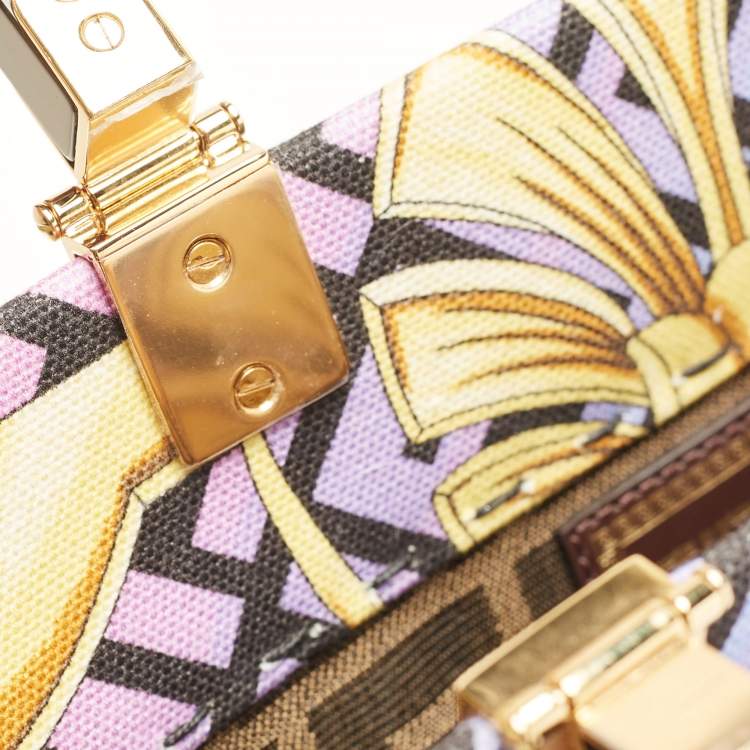 Pre Owned Fendi x Versace Multicolor Baroque Print Canvas and Leather Large Fendace Sunshine Tote