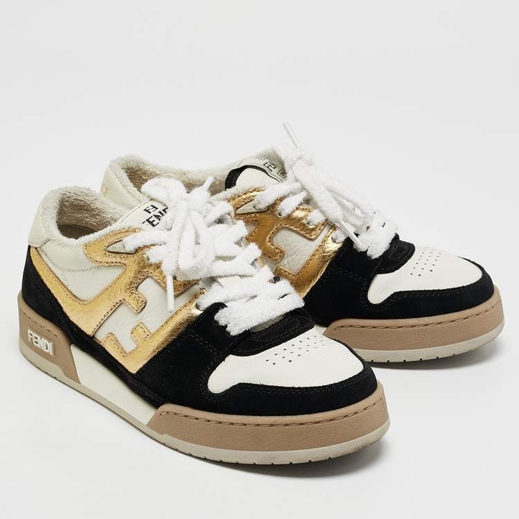 Pre Owned Fendi x Versace Multicolor Leather and Suede Match Sneakers Size 37
