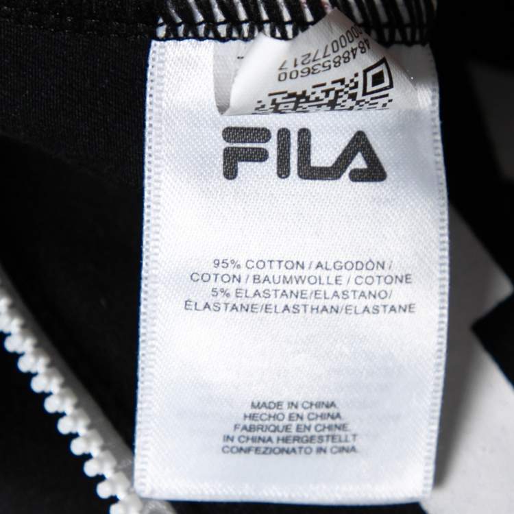 Pre Owned Fila Black & Grey Logo Printed Cotton Sleeveless Jumpsuit M