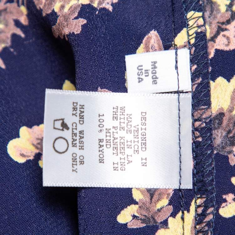 Pre Owned Flynn Skye Navy Blue Floral Print Wrap Top & Skirt Set S