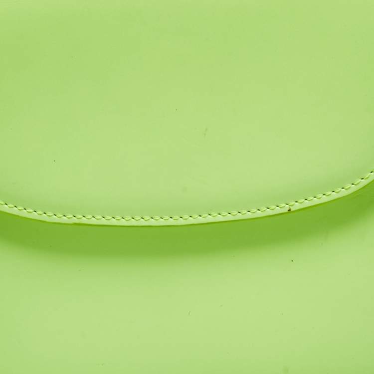 Pre Owned Folklore Neon Green Leather Loop Crossbody Bag