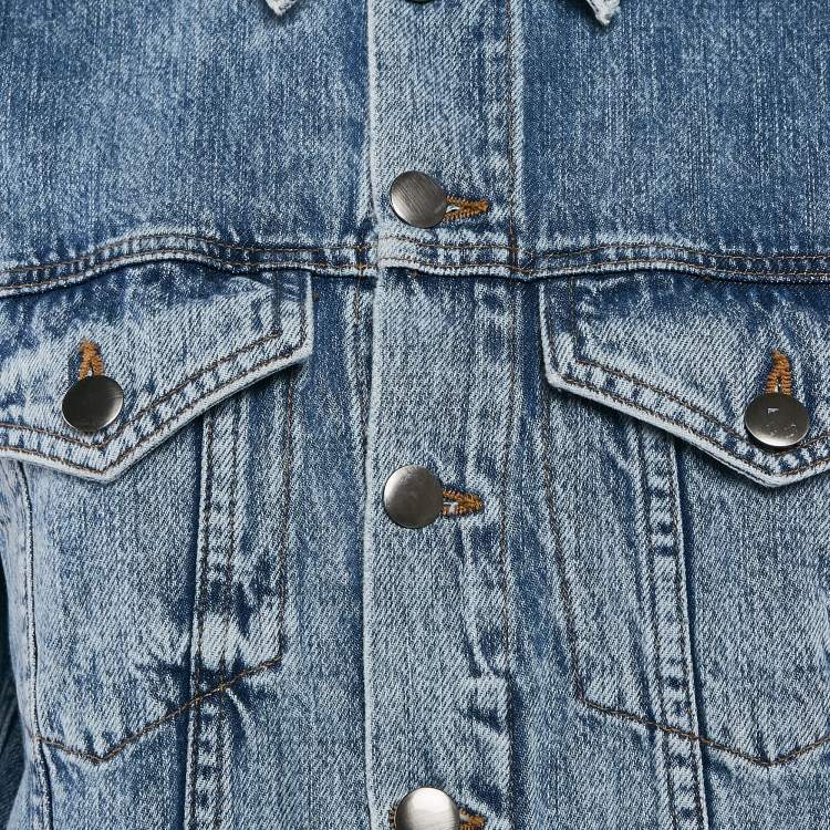 مملوكة مسبقًا Frame Blue Denim Rosette Sleeve Jacket S
