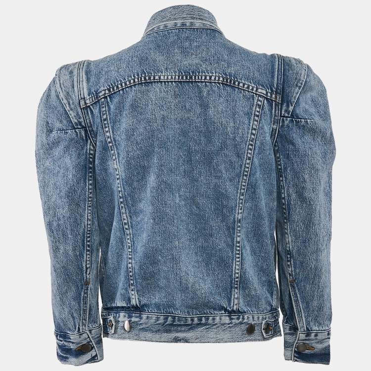 مملوكة مسبقًا Frame Blue Denim Rosette Sleeve Jacket S