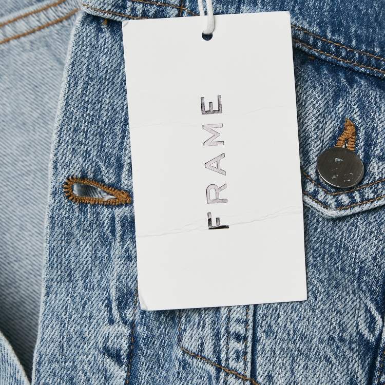مملوكة مسبقًا Frame Blue Denim Rosette Sleeve Jacket S