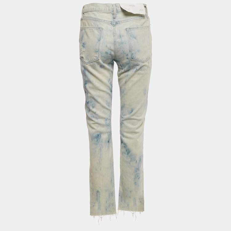 Pre Owned Frame Blue Denim  Washed Skinny Le High Straight S/Waist 27"