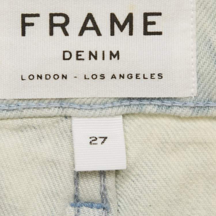 Pre Owned Frame Blue Denim  Washed Skinny Le High Straight S/Waist 27"