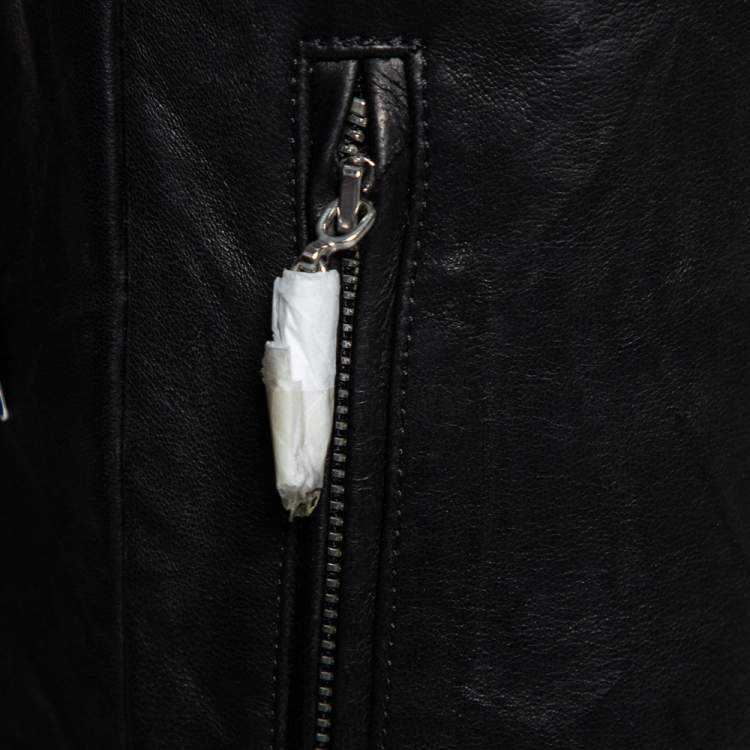 Pre Owned Frame Atelier Black Leather Skinny Moto Pants M