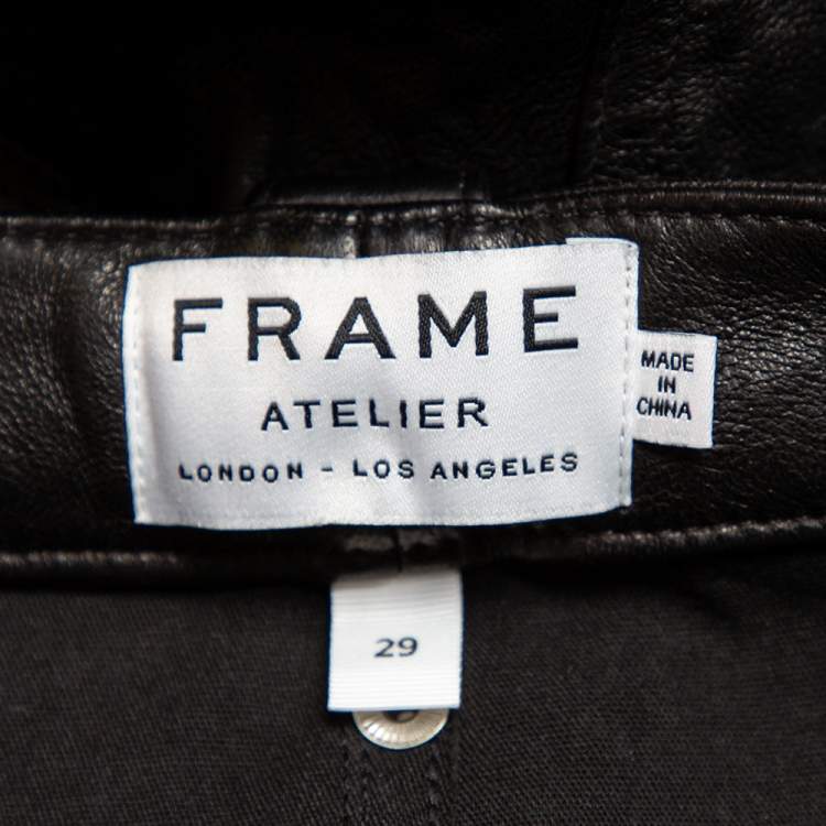 Pre Owned Frame Atelier Black Leather Skinny Moto Pants M