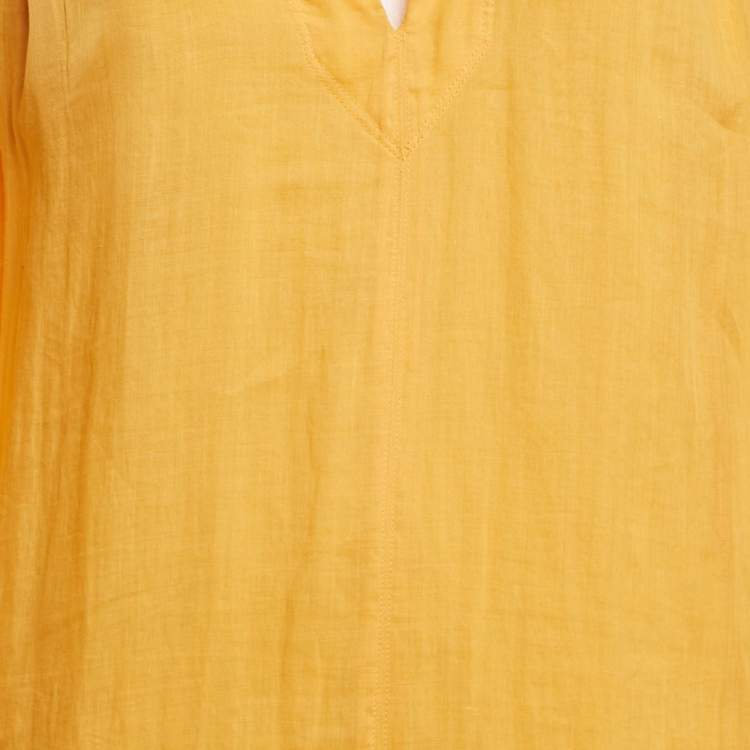 Pre Owned Frame Yellow Ramie Kaftan Maxi Dress XS