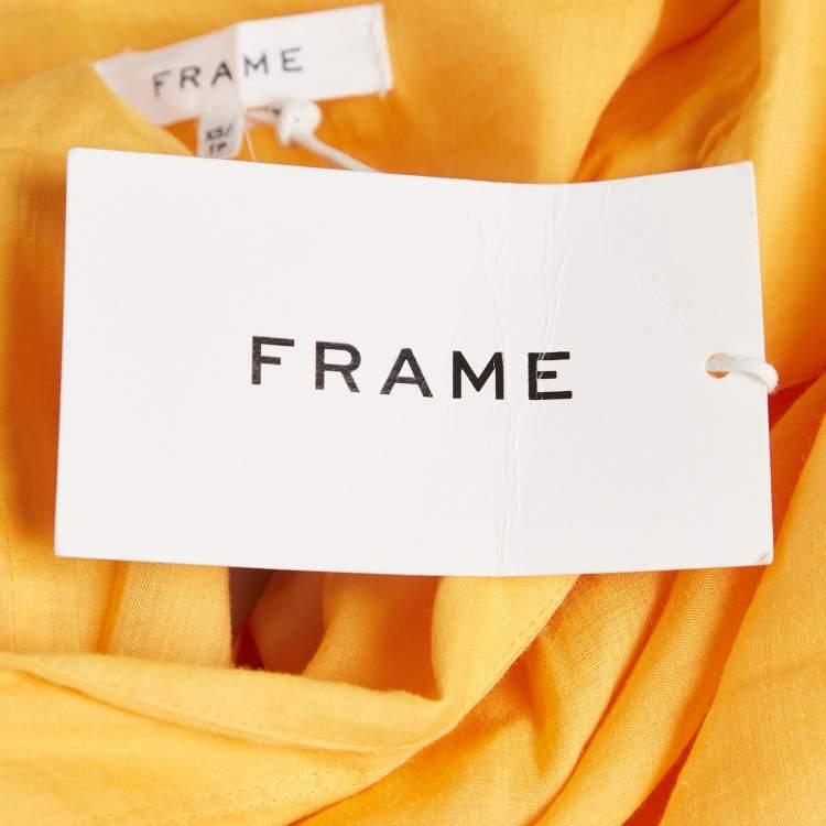 Pre Owned Frame Yellow Ramie Kaftan Maxi Dress XS