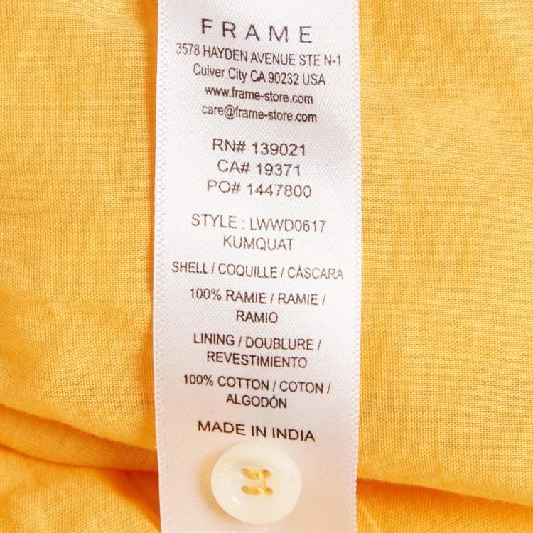 Pre Owned Frame Yellow Ramie Kaftan Maxi Dress XS