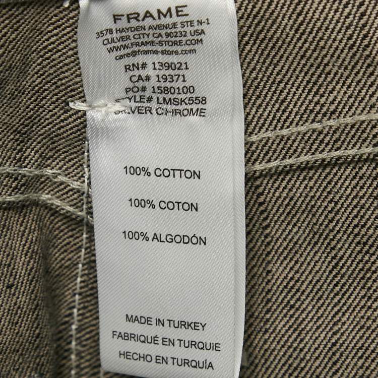 Pre Owned Frame Silver Coated Denim Mini Skirt S
