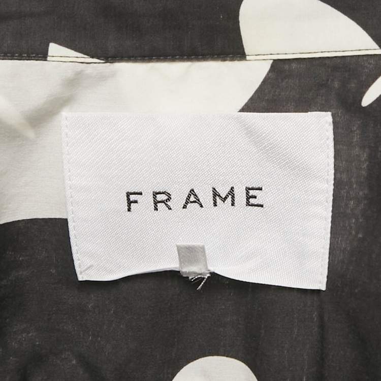 Pre Owned Frame Black /White Printed Cotton Blend Front Twist Shirt XS