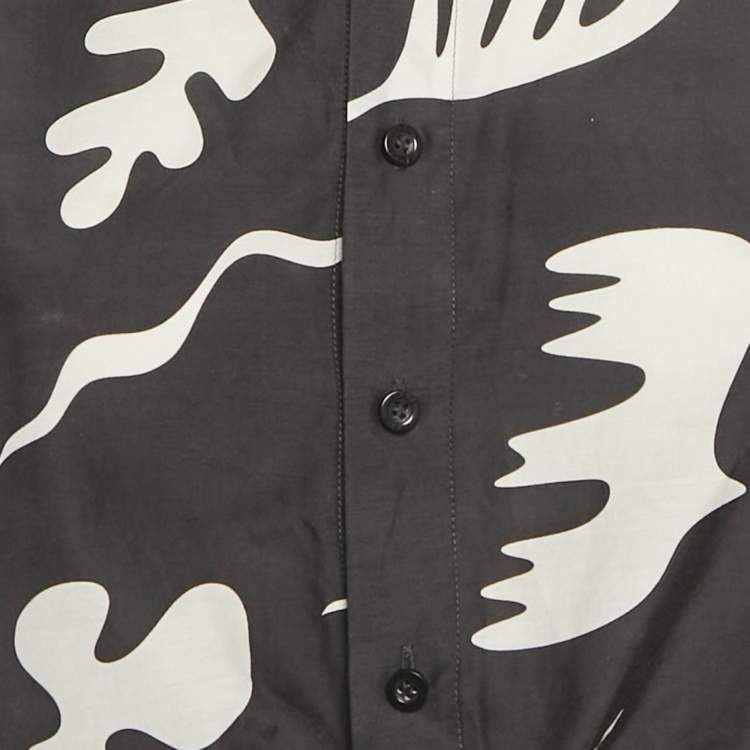 Pre Owned Frame Black /White Printed Cotton Blend Front Twist Shirt XS