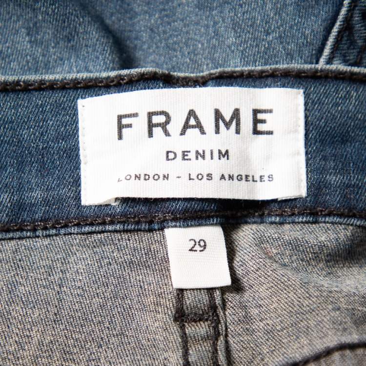 Pre Owned Frame Navy Blue Medium Wash Denim High Waist Myddelton Jeans M