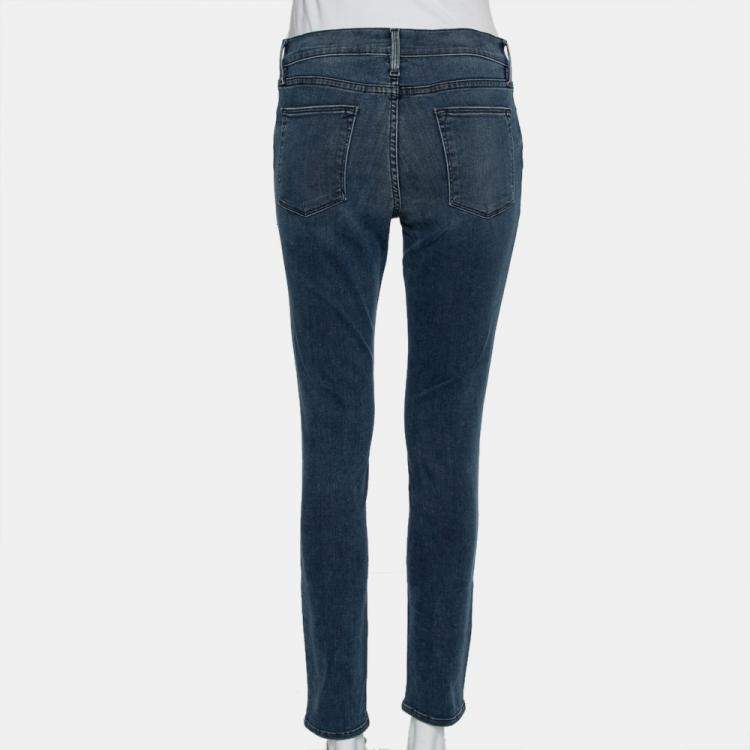 Pre Owned Frame Navy Blue Medium Wash Denim High Waist Myddelton Jeans M