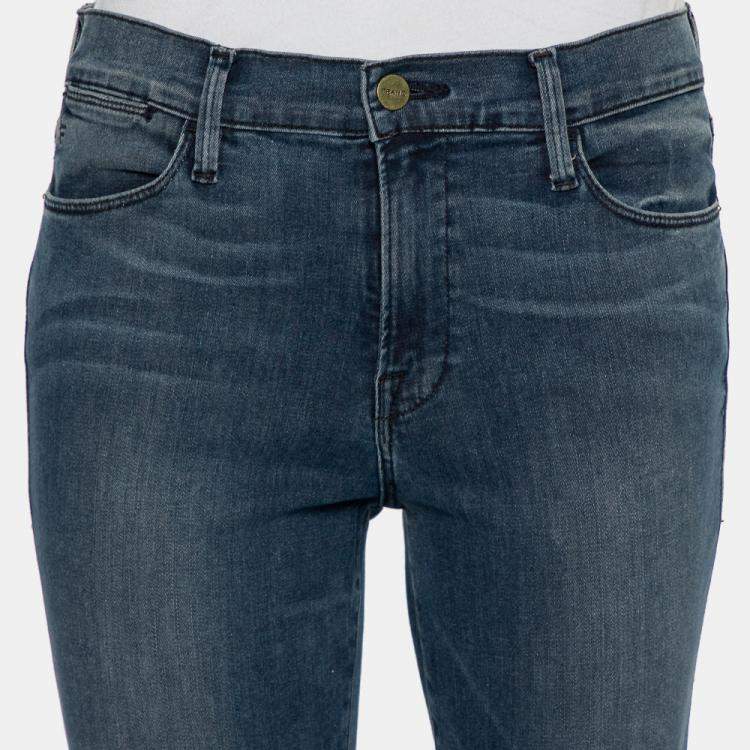 Pre Owned Frame Navy Blue Medium Wash Denim High Waist Myddelton Jeans M