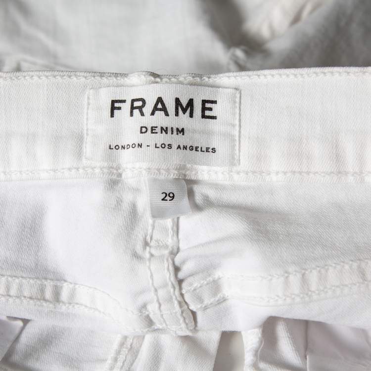 Pre Owned Frame White Denim High Skinny Blanc Jeans S