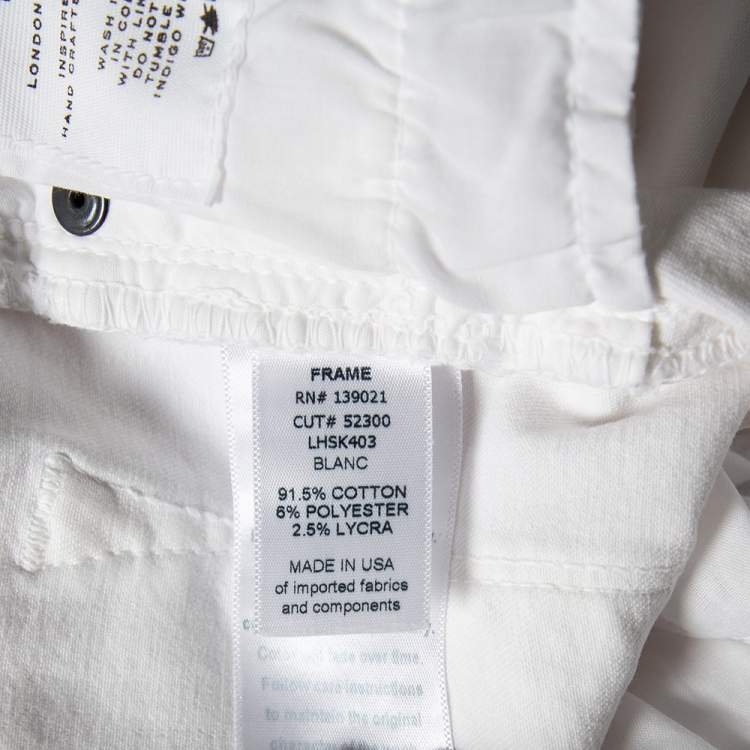Pre Owned Frame White Denim High Skinny Blanc Jeans S