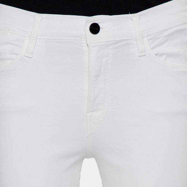 Pre Owned Frame White Denim High Skinny Blanc Jeans S