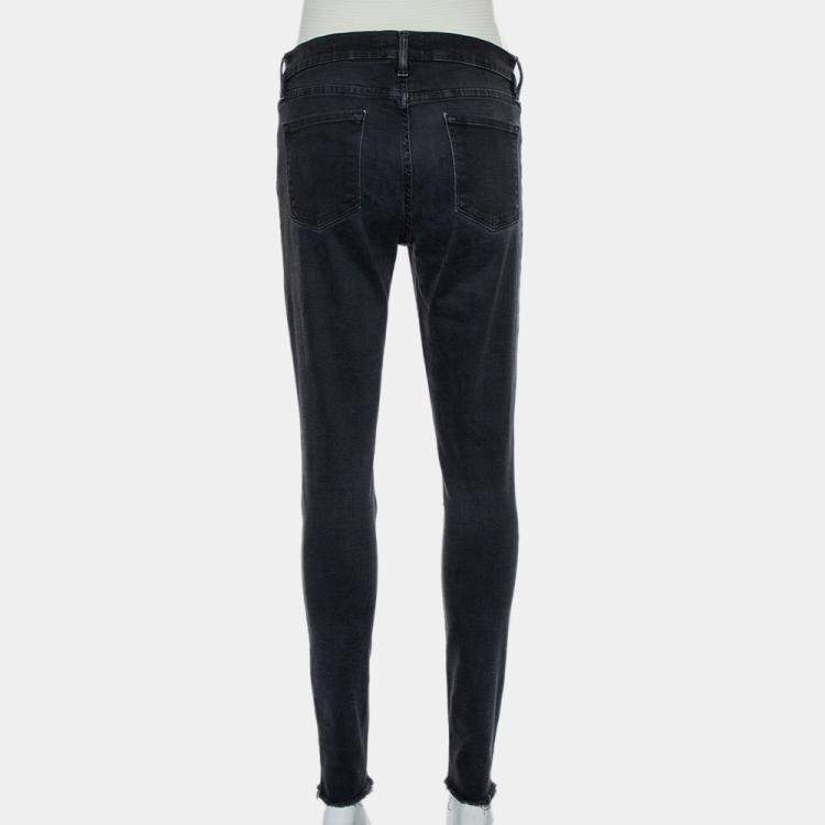 Pre Owned Frame Black Faded Denim Le Skinny de Jeanne Distressed Jeans M